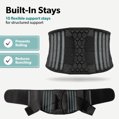 Comfort Fit Lumbar Brace for Men and Women - Lower Back Support Belt for Lifting, Work, Standing All Day, Everyday Wear