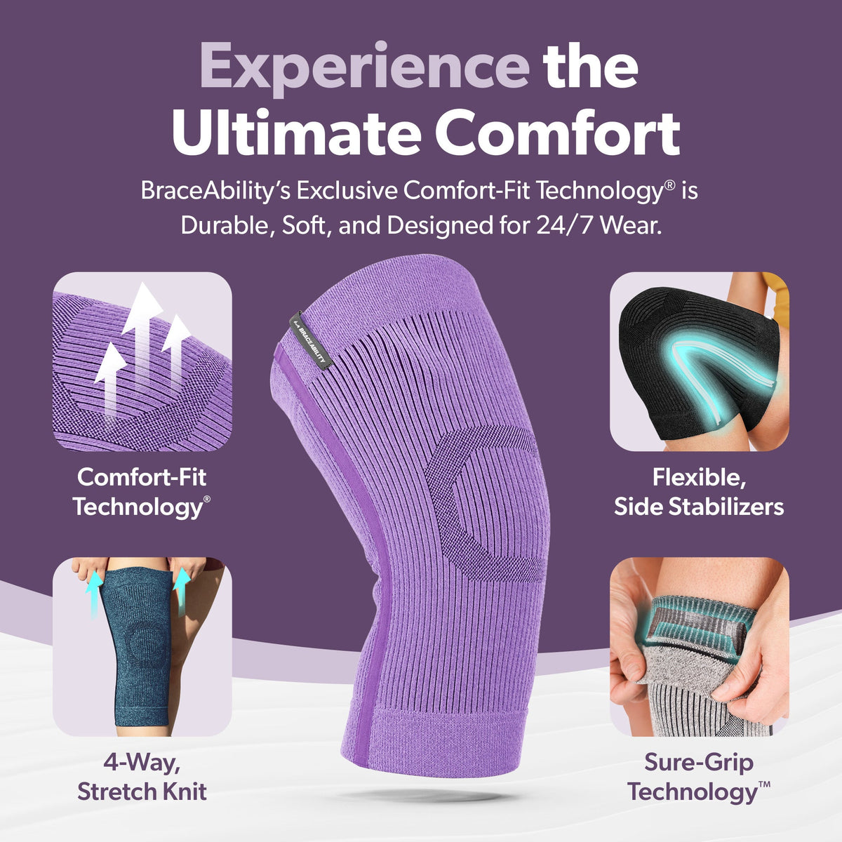 Compression Knee Sleeve | Athletic Knit Support Brace for Running and Sports Pain Relief