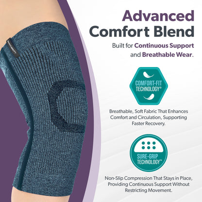 Compression Knee Sleeve | Athletic Knit Support Brace for Running and Sports Pain Relief