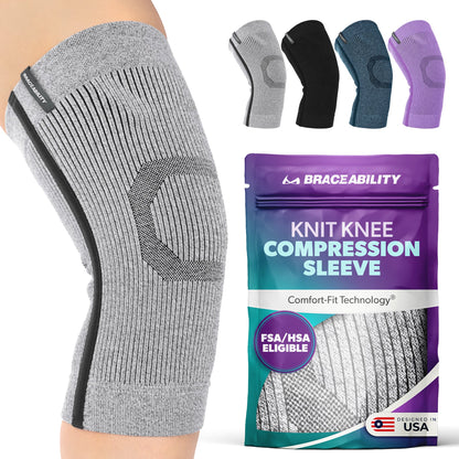 Compression Knee Sleeve | Athletic Knit Support Brace for Running and Sports Pain Relief