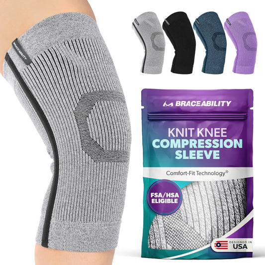 Compression Knee Sleeve | Athletic Knit Support Brace for Running and Sports Pain Relief