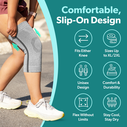 Compression Knee Sleeve | Athletic Knit Support Brace for Running and Sports Pain Relief