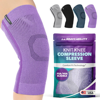 Compression Knee Sleeve | Athletic Knit Support Brace for Running and Sports Pain Relief