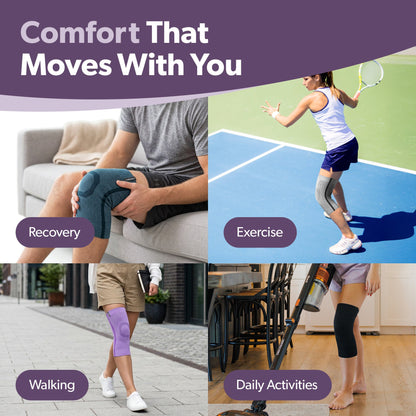 Compression Knee Sleeve | Athletic Knit Support Brace for Running and Sports Pain Relief