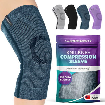 Compression Knee Sleeve | Athletic Knit Support Brace for Running and Sports Pain Relief