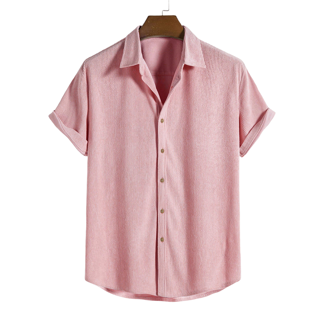Short-Sleeved Corduroy Button Up Shirt & Shorts