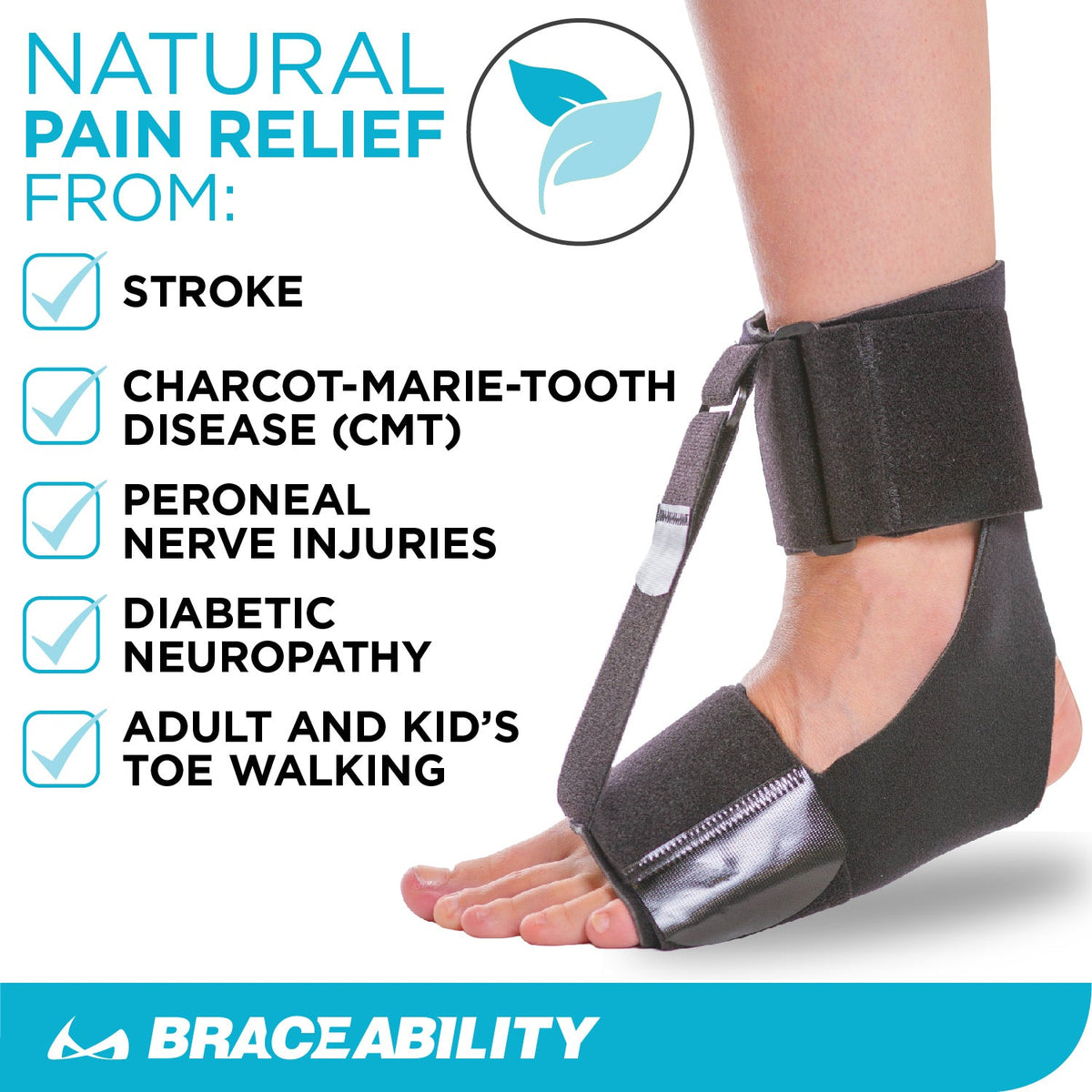 Drop Foot Brace for Sleeping | Adult's and Big Kid's Barefoot AFO Sock for Toe Walking or Neuropathy - FINAL SALE