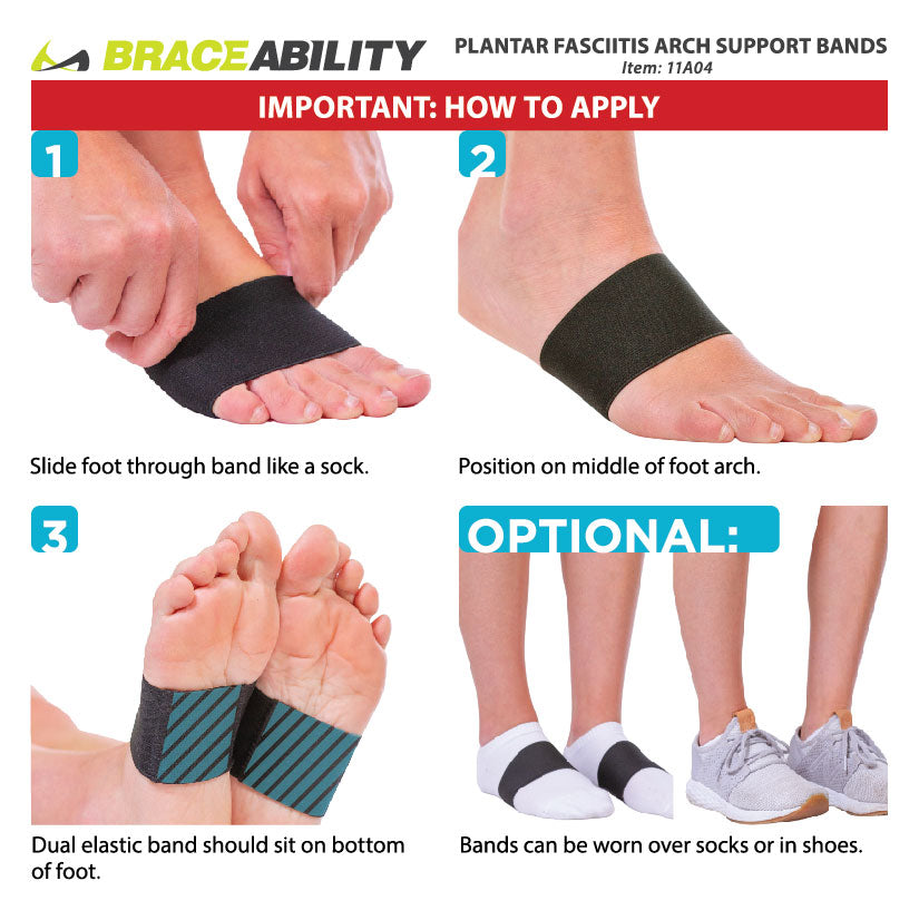 Plantar Fasciitis Arch Support Band (Pair) | High Arches Foot Brace, Flat Feet Sleeve & Heel Pain Orthotic
