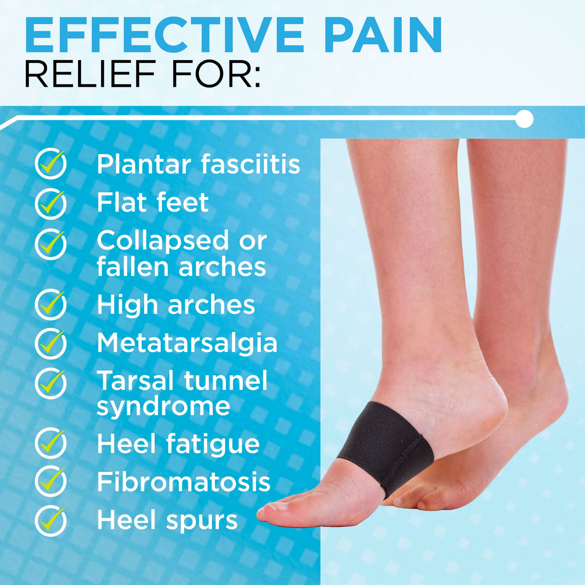 Plantar Fasciitis Arch Support Band (Pair) | High Arches Foot Brace, Flat Feet Sleeve & Heel Pain Orthotic