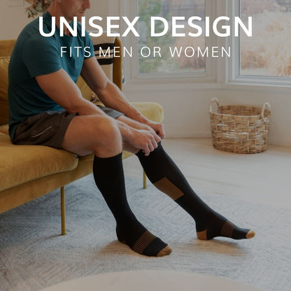 Copper Compression Socks | Medical Stockings for Varicose Veins, Pregnancy Swelling, Diabetic Men and Women (Pair)