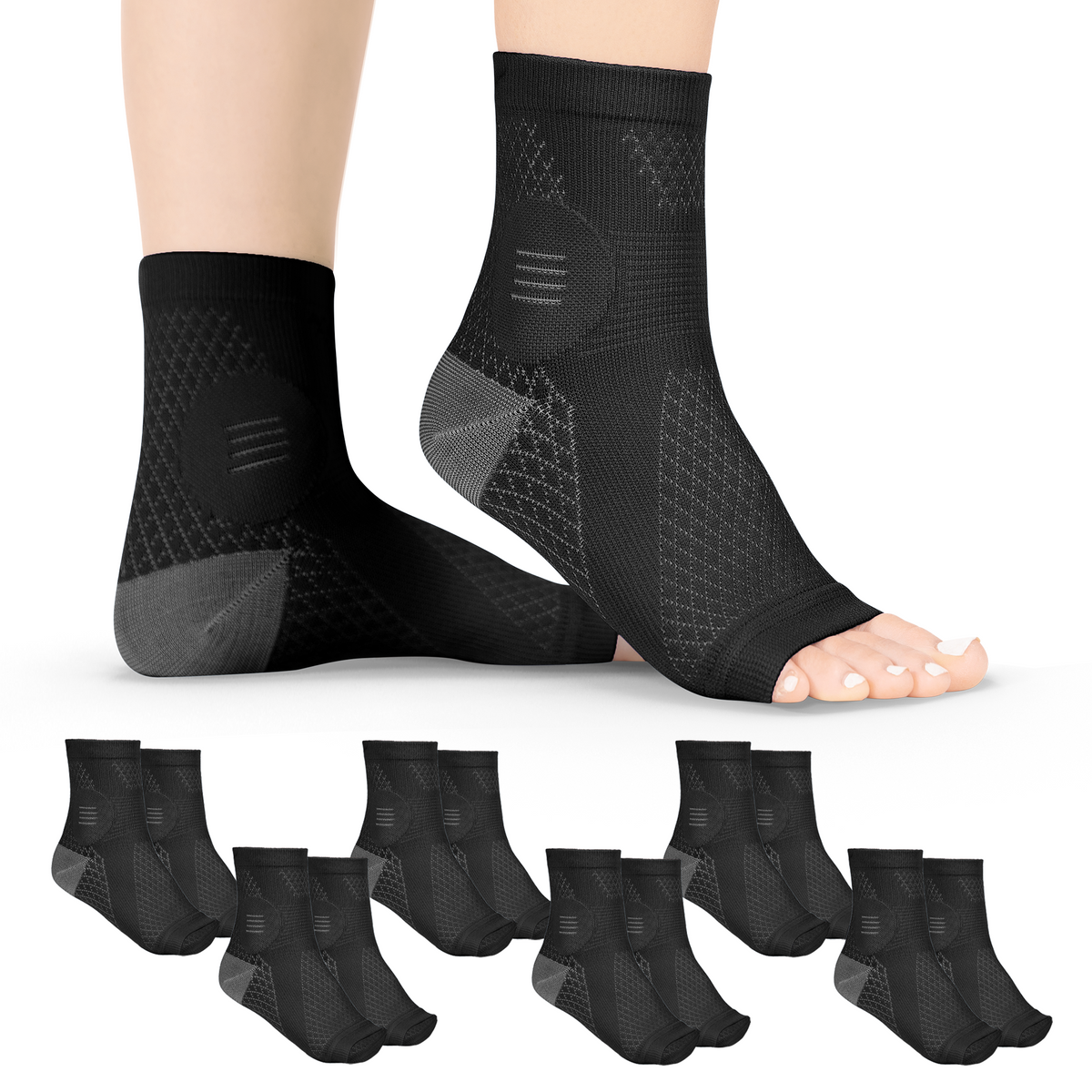 Neuropathy Socks | Compression Toeless Foot Pain Relief Sleeves for Diabetics and Peripheral Treatment (Pair)