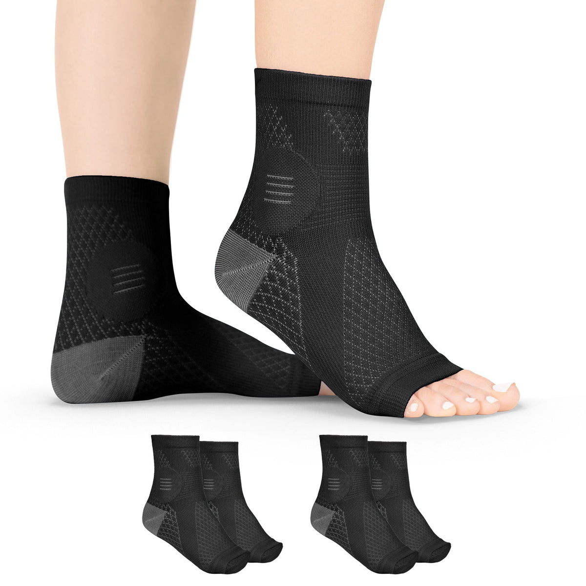 Neuropathy Socks | Compression Toeless Foot Pain Relief Sleeves for Diabetics and Peripheral Treatment (Pair)