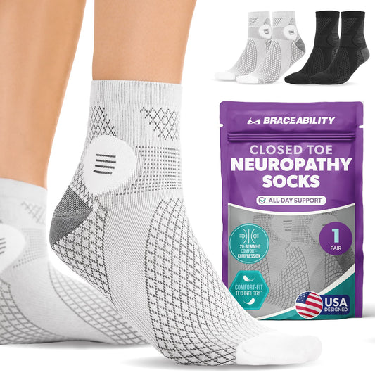 Closed-Toe Neuropathy Socks - Diabetic Socks for Women and Men, Foot Pain Relief, Circulation Support - 1 Pair