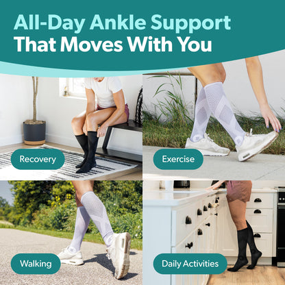 Knee-High Compression Socks 20-30 mmHg - 1 Pair Support Stockings for Circulation, Post Surgery, and Varicose Veins Relief
