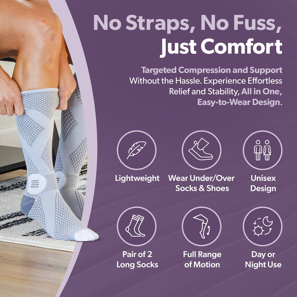 Knee-High Compression Socks 20-30 mmHg - 1 Pair Support Stockings for Circulation, Post Surgery, and Varicose Veins Relief