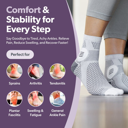 Closed-Toe Neuropathy Socks - Diabetic Socks for Women and Men, Foot Pain Relief, Circulation Support - 1 Pair