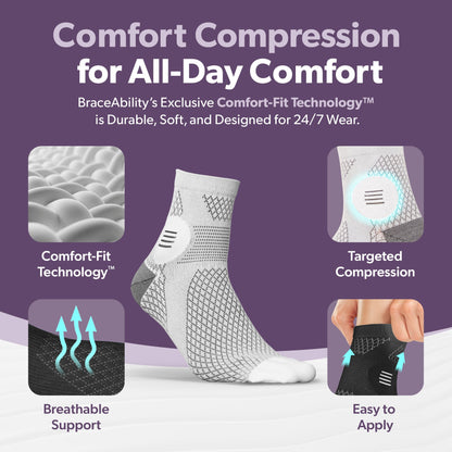 Closed-Toe Neuropathy Socks - Diabetic Socks for Women and Men, Foot Pain Relief, Circulation Support - 1 Pair