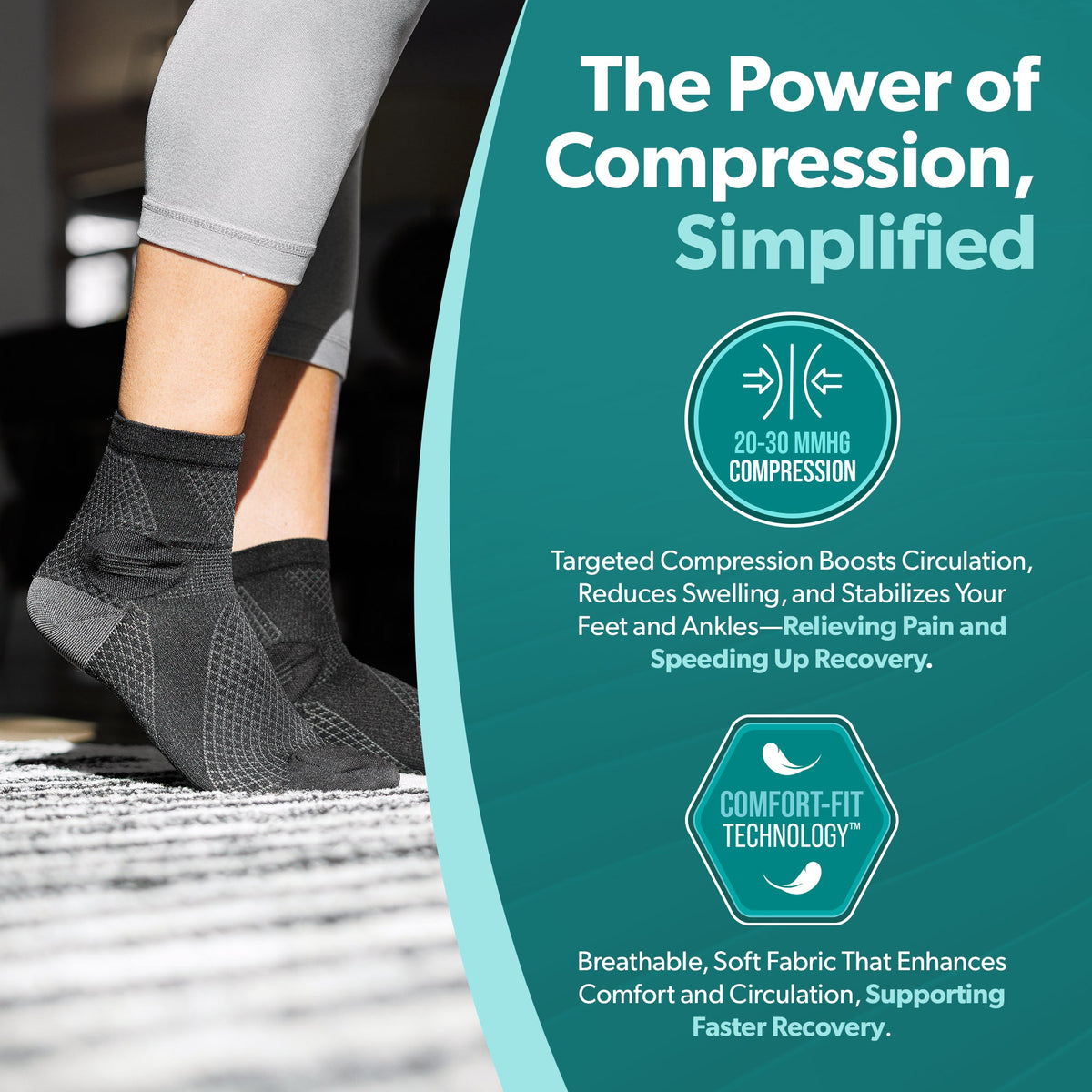 Closed-Toe Neuropathy Socks - Diabetic Socks for Women and Men, Foot Pain Relief, Circulation Support - 1 Pair