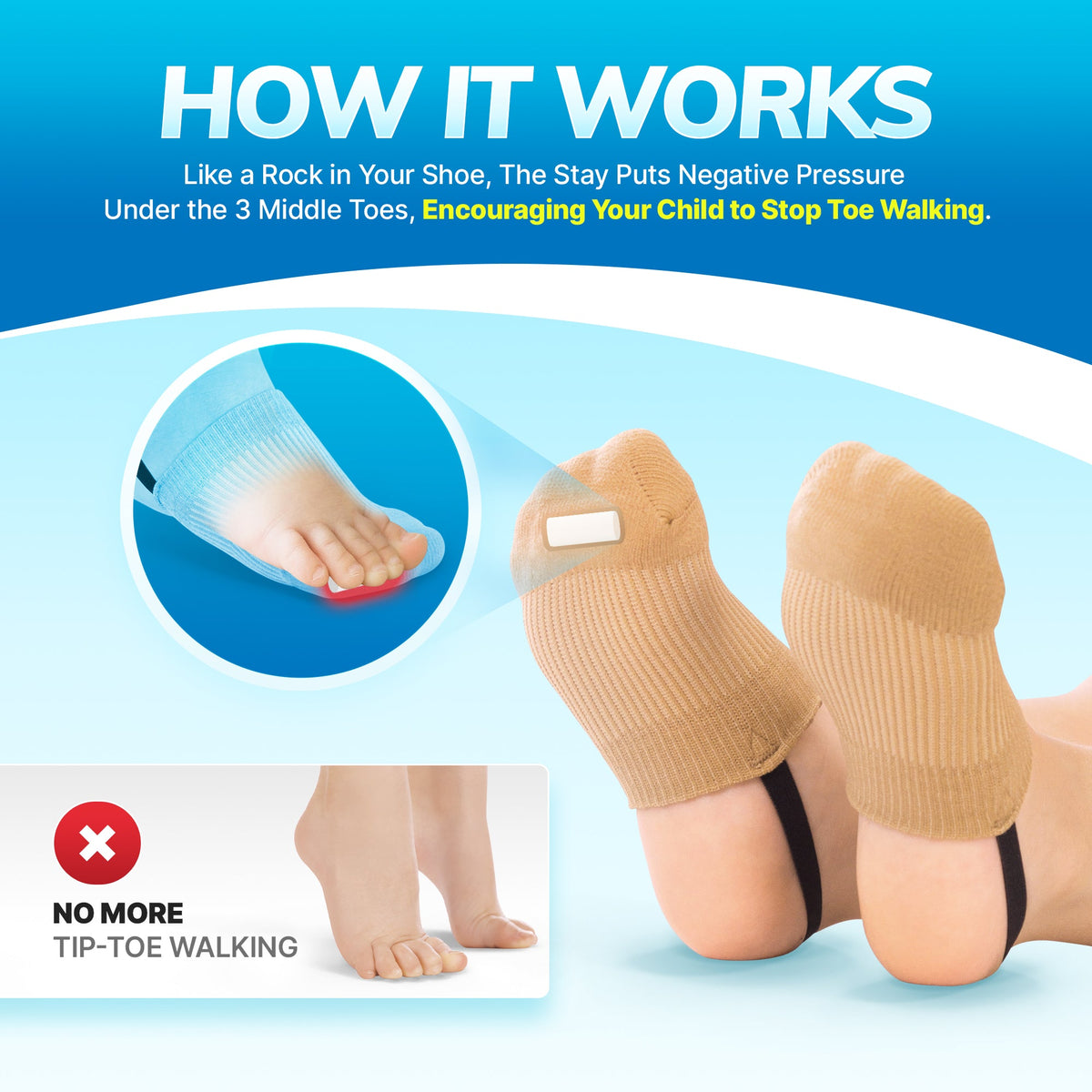Toe Walking Socks | Pediatric Kids Foot Brace for Comfortable Tip Toe Walking Prevention and Correction for Children and Toddlers (FINAL SALE)