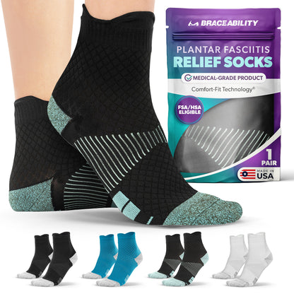 Plantar Fasciitis Relief Socks - Full-Toe Compression for Heel Spurs, Arch Pain and Achilles Tendon Support Sleeves (1 Pair)