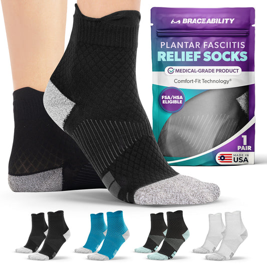 Plantar Fasciitis Relief Socks - Full-Toe Compression for Heel Spurs, Arch Pain and Achilles Tendon Support Sleeves (1 Pair)