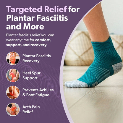 Plantar Fasciitis Relief Socks - Full-Toe Compression for Heel Spurs, Arch Pain and Achilles Tendon Support Sleeves (1 Pair)