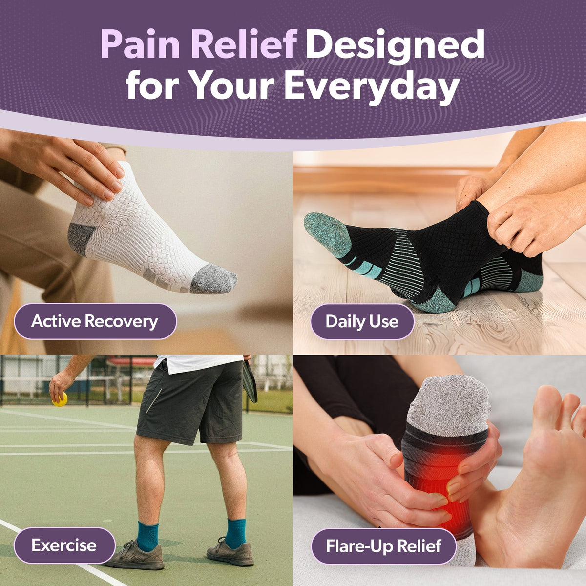 Plantar Fasciitis Relief Socks - Full-Toe Compression for Heel Spurs, Arch Pain and Achilles Tendon Support Sleeves (1 Pair)