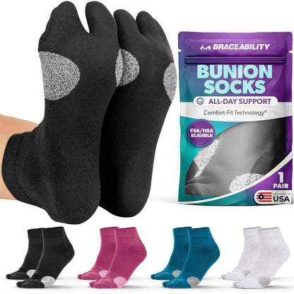 Bunion Relief Socks (1 Pair) - Split-Toe Compression Socks for Cushioned Bunion Support and Hallux Valgus Pain Relief
