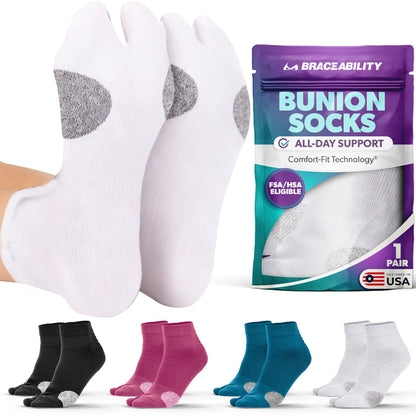 Bunion Relief Socks (1 Pair) - Split-Toe Compression Socks for Cushioned Bunion Support and Hallux Valgus Pain Relief