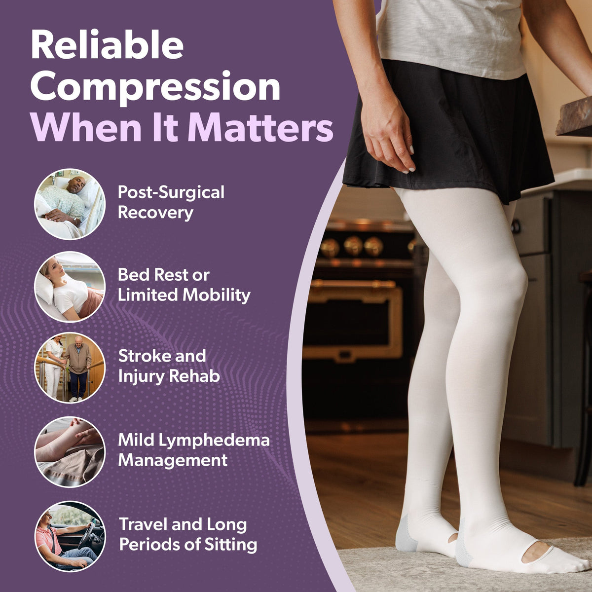 Anti-Embolism Stockings - Thigh-High Post Surgery Compression Socks for DVT, Varicose Veins and Edema (1 Pair)