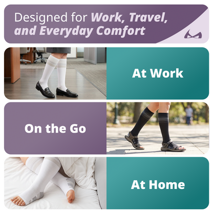 Knee High Diabetic Compression Socks - 20-30 mmHg Toeless Neuropathy Socks for Edema and Swollen Legs, 1 Pair