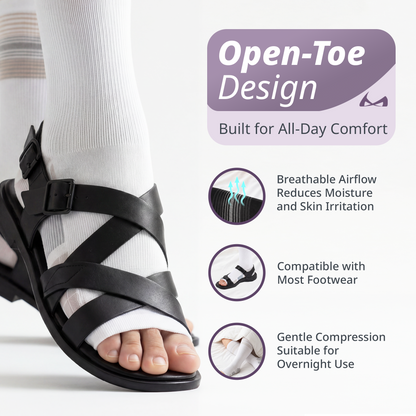 Knee High Diabetic Compression Socks - 20-30 mmHg Toeless Neuropathy Socks for Edema and Swollen Legs, 1 Pair