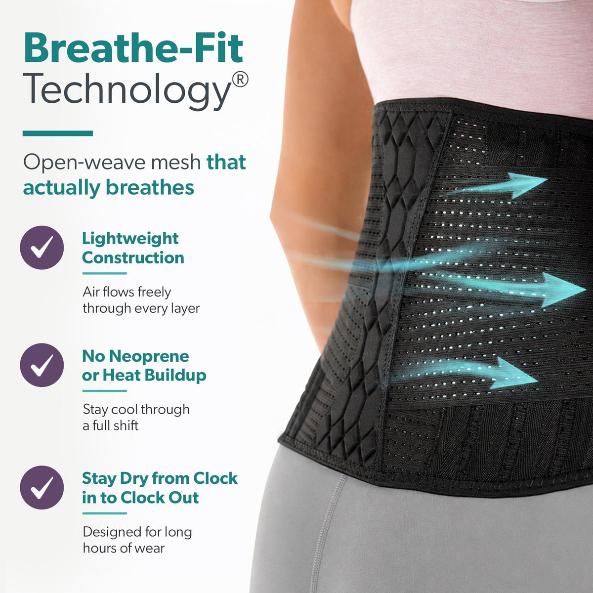 Comfort Fit Lumbar Brace for Men and Women - Lower Back Support Belt for Lifting, Work, Standing All Day, Everyday Wear