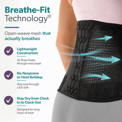 Comfort Fit Lumbar Brace for Men and Women - Lower Back Support Belt for Lifting, Work, Standing All Day, Everyday Wear