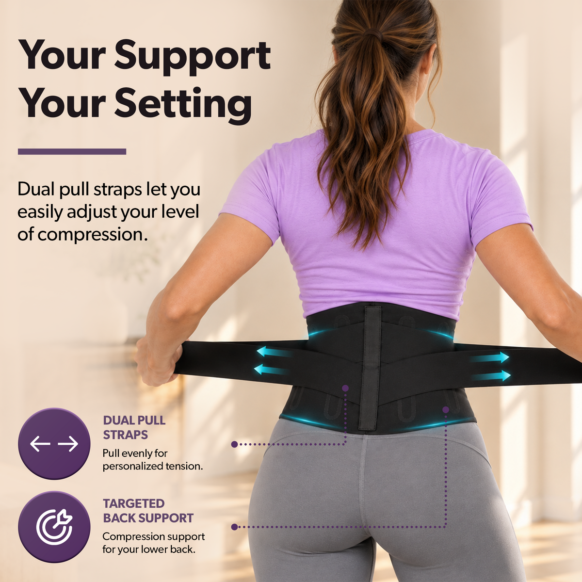 Women's Premium Lumbar Back Brace for Lower Back Pain and Posture Support