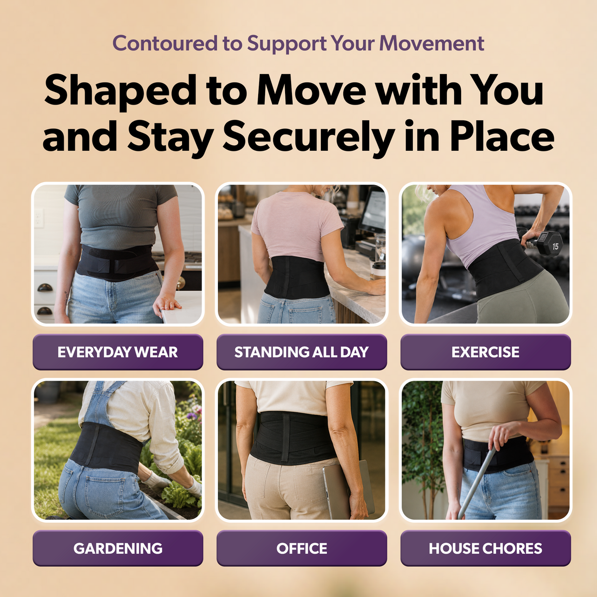 Women's Premium Lumbar Back Brace for Lower Back Pain and Posture Support