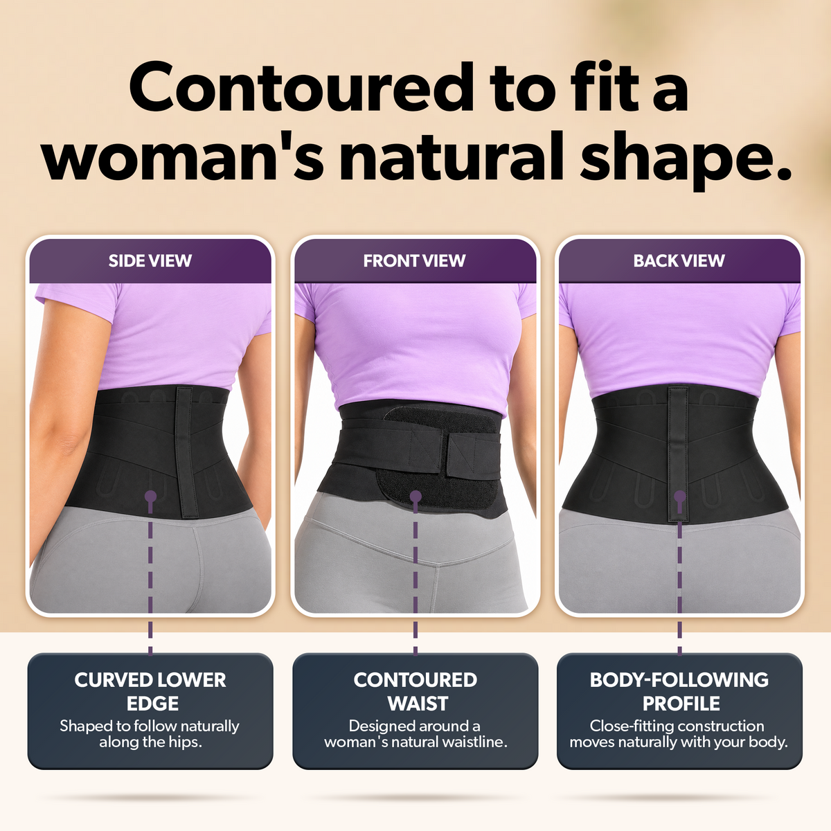 Women's Premium Lumbar Back Brace for Lower Back Pain and Posture Support