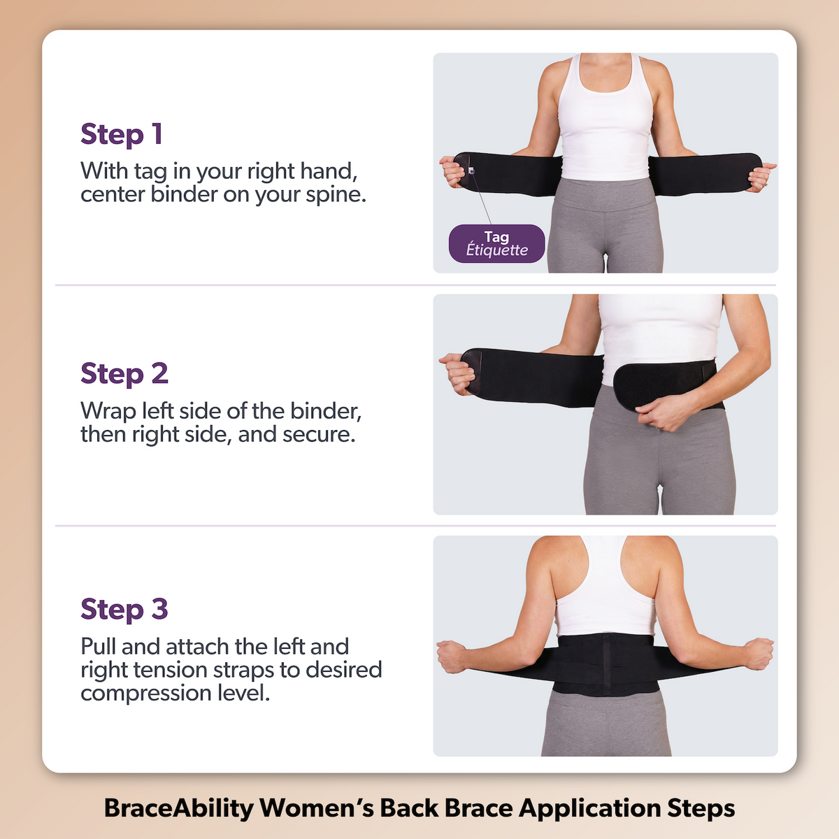 Women's Premium Lumbar Back Brace for Lower Back Pain and Posture Support