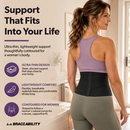 Women's Premium Lumbar Back Brace for Lower Back Pain and Posture Support
