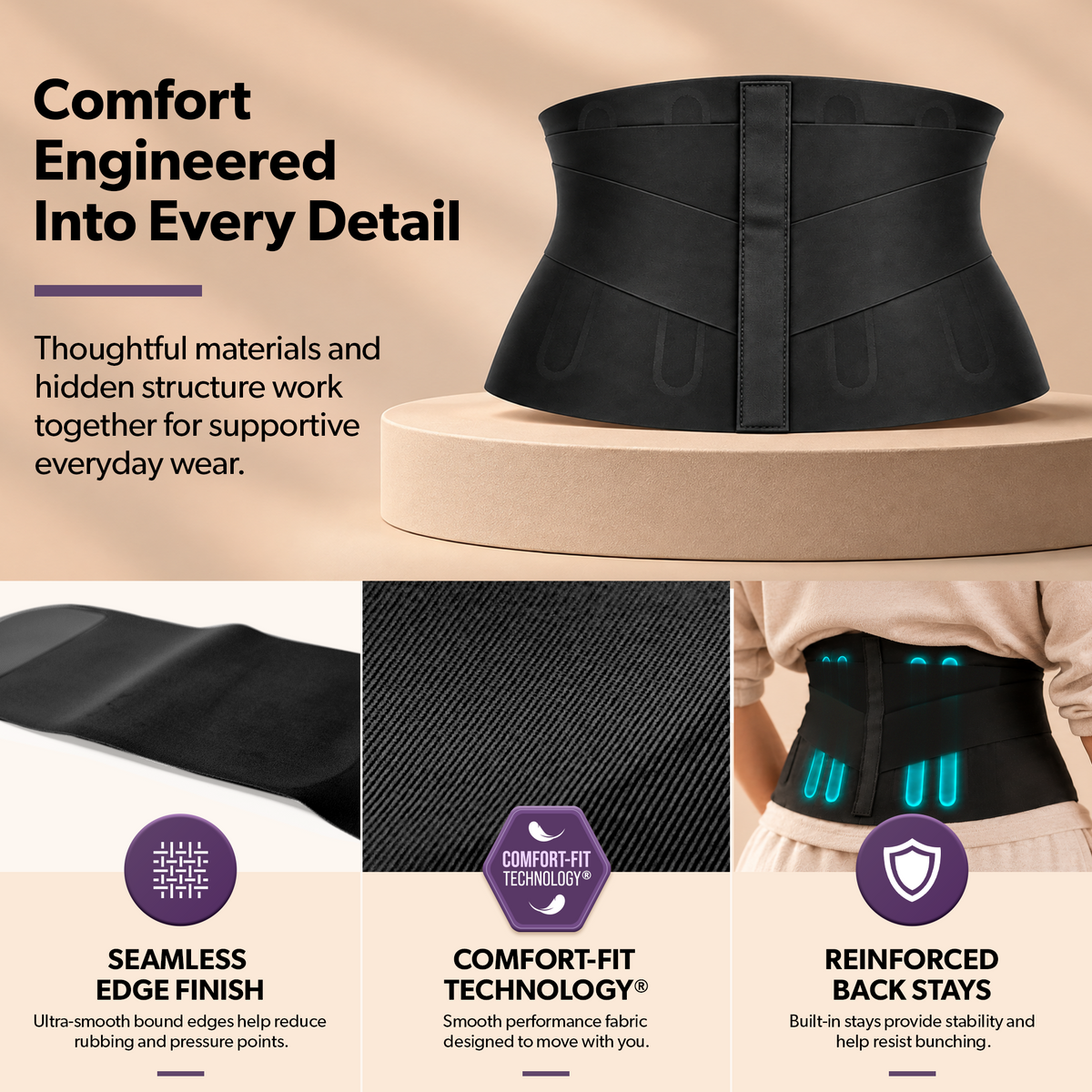 Women's Premium Lumbar Back Brace for Lower Back Pain and Posture Support