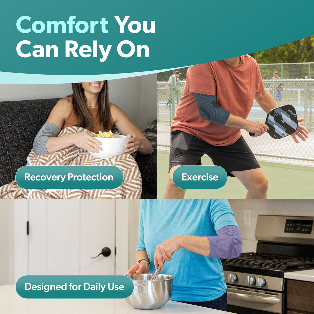Comfort Elbow Sleeve – Lightweight Compression Support for Elbow Pain, Tendonitis, Arthritis and Injury Recovery