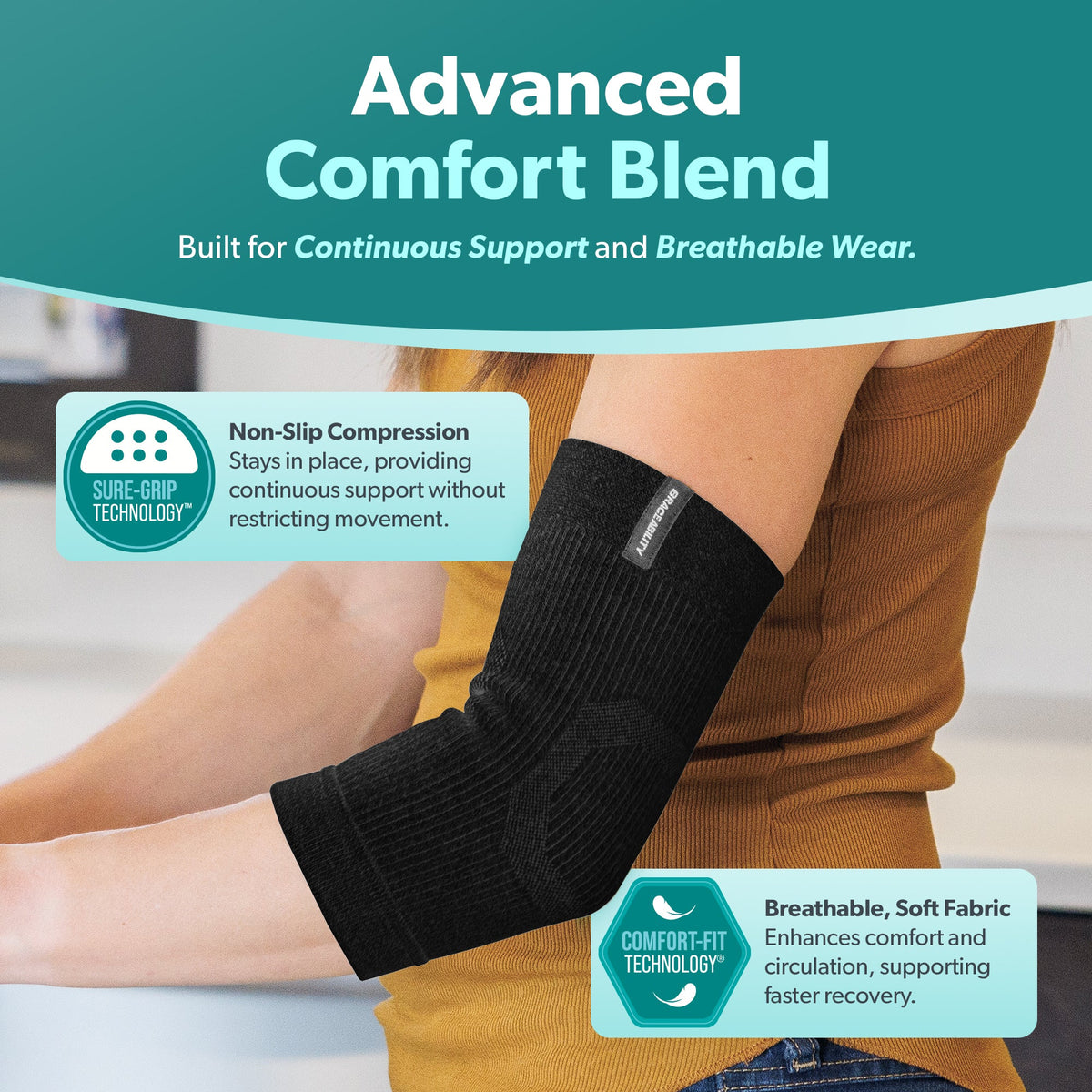 Comfort Elbow Sleeve – Lightweight Compression Support for Elbow Pain, Tendonitis, Arthritis and Injury Recovery