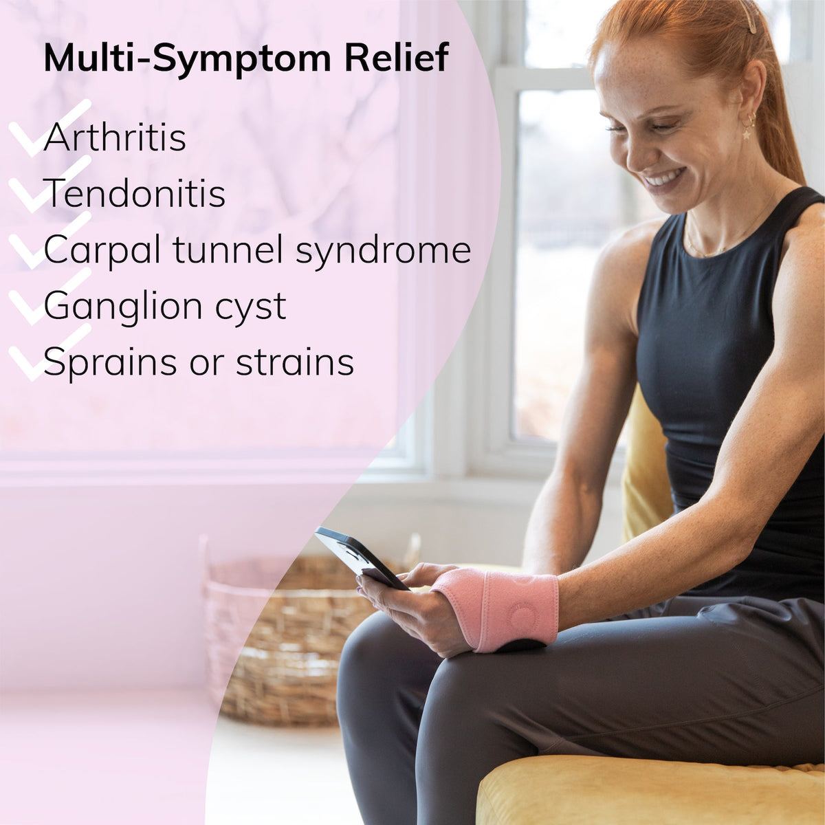 Women's Wrist Brace | Pink Mommy Hand Wrap for Pregnancy Carpal Tunnel Relief & Tendonitis Treatment - FINAL SALE