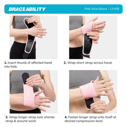 Women's Wrist Brace | Pink Mommy Hand Wrap for Pregnancy Carpal Tunnel Relief & Tendonitis Treatment - FINAL SALE