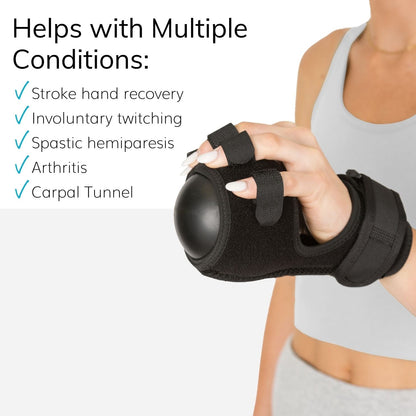 Anti-Spasticity Splint | Contracture Stroke Hand Recovery Brace with Therapy Ball for Cramp Relief