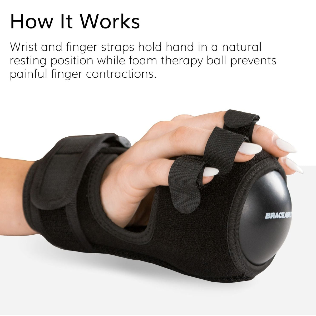 Anti-Spasticity Splint | Contracture Stroke Hand Recovery Brace with Therapy Ball for Cramp Relief