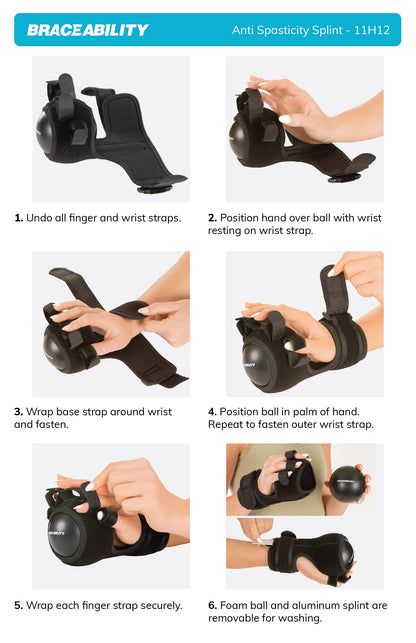 Anti-Spasticity Splint | Contracture Stroke Hand Recovery Brace with Therapy Ball for Cramp Relief