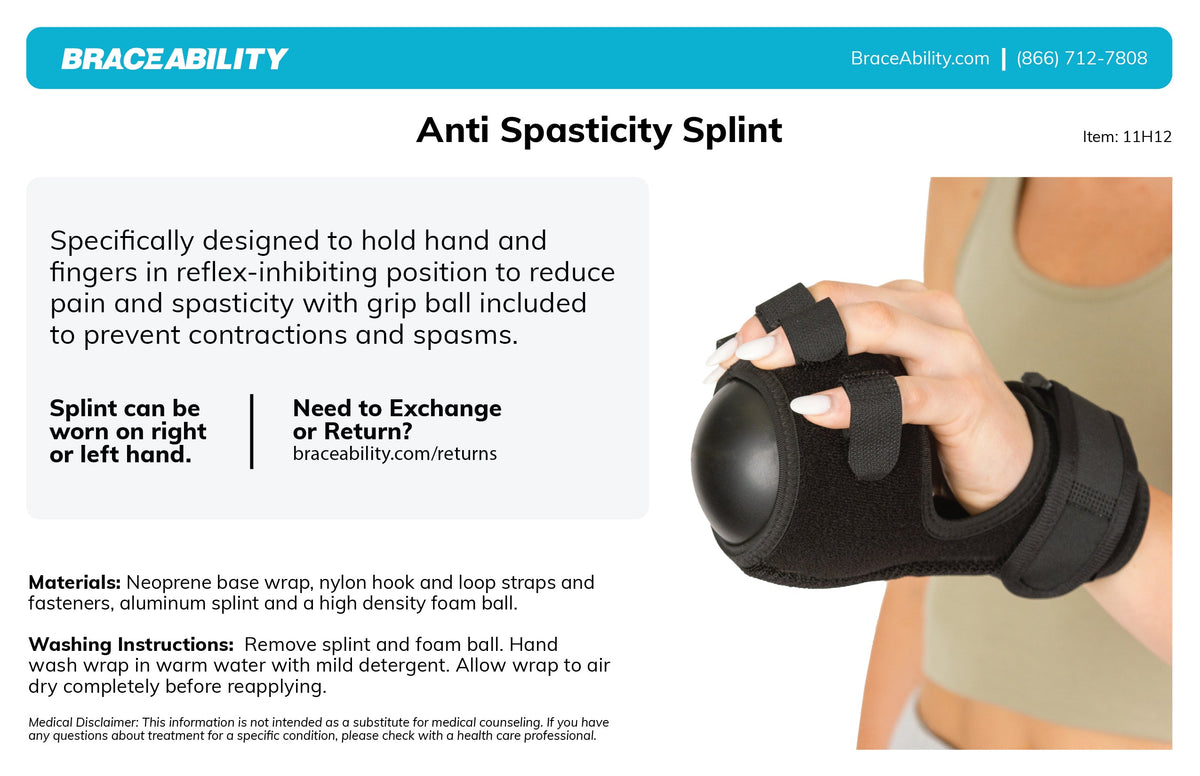 Anti-Spasticity Splint | Contracture Stroke Hand Recovery Brace with Therapy Ball for Cramp Relief