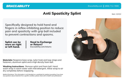 Anti-Spasticity Splint | Contracture Stroke Hand Recovery Brace with Therapy Ball for Cramp Relief