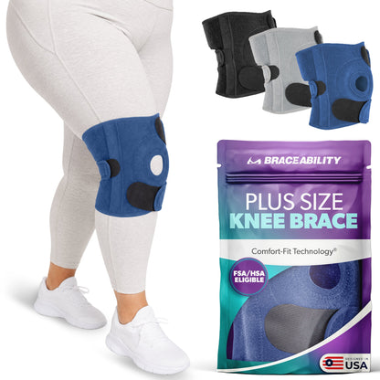 Plus Size Knee Brace for Women and Men, Open Patella Wrap Support for Arthritis and Big Thighs
